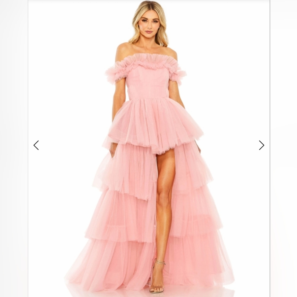 MAC DUGGAL Strapless High Low Tulle Gown , Pink, Size 4, NWT